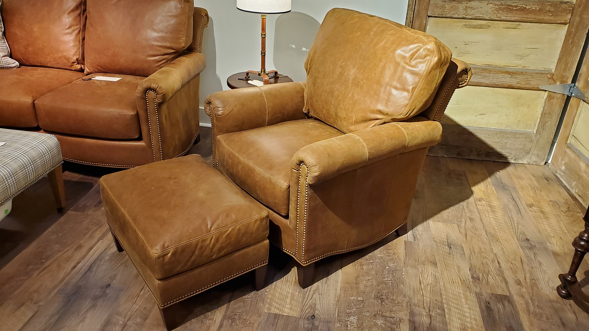 Living Room The Country Squire Furniture, Rustic Leather Chair And Ottoman
